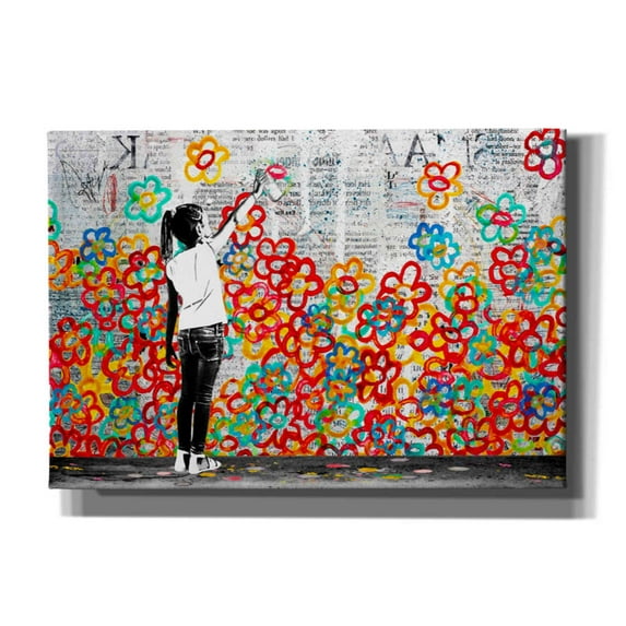 Epic Graffiti 'Flower Power' by DB Waterman, Canvas Wall Art, 26"x18"