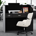 thumbnail image 4 of AHB 50-inch Reception Desk with Counter, Front Desk Office Desk with Storage Shelves & LED Lights, Black, 4 of 8