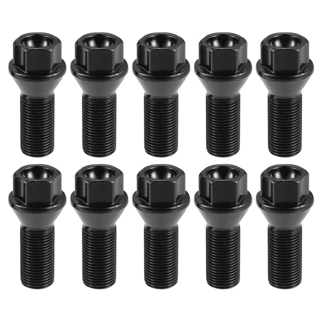 Unique Bargains 10 piezas M14x1.25 Tuerca de perno de rueda de coche para BMW E46 325 E90 No.36136781151 Negro