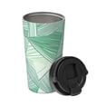 thumbnail image 2 of Portable Thermos Cup Coffee Cup 6.9×3.4in Invisible Ring Easy To Carry For Car Cafe Office Home Lightseagreen Geometric Lines_2, 2 of 8