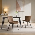 thumbnail image 3 of EDTara Leather Kitchen Chairs, Set Of 2 With Metal Legs, High-Density Sponge Padding, and Hand-Stitched Detailing for Living Room, 3 of 8