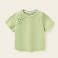 thumbnail image 4 of Girls Cotton T-Shirt Green with Bow Detail, Soft Breathable Short Sleeve Top for Kids to Big Kids (1-10 Years) | Everyday Casual Play Tee,Size 2-3T, 4 of 6