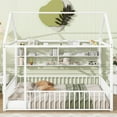 thumbnail image 2 of Full Size Metal Montessori Floor Bed with Roof & Storage Shelves, Sturdy Metal Frame, Low Floor Design, Easy Assembly, No Box Spring Required, White Finish, 2 of 7