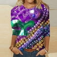 thumbnail image 2 of Penkiiy Blouse Carnaval pour Femmes Mardi Gras Mode Imprimée Décontractée Col Rond Manches 3/4 T-shirt Blouse m Multicolore, 2 of 5