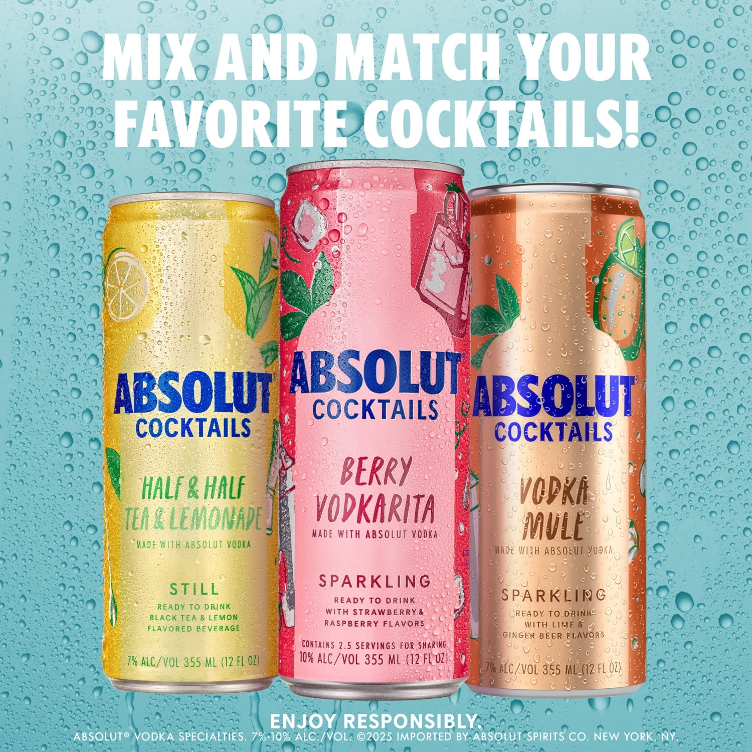 Absolut Vodka Ready to Drink Berry Vodkarita Cocktails, 4 Pack, 12 fl oz Cans, 10% ABV