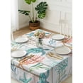 thumbnail image 3 of Teal Red Coastal Suqare Tablecloth - 54 x 54 Inch, Beach Nautical Sea Turtle Coral Starfish Vintage Waterproof & StainResistant Tablecloth, Washable Oil-proof Table Cover for Dining/Party/Wedding, 3 of 9