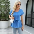 thumbnail image 4 of Cizayoi Women's Casual Blouses Elegant Crew Neck Short Sleeve Shirts Peplum Tops, 4 of 6