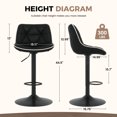 thumbnail image 5 of Set of 2 Adjustable Swivel Bar Stools in Modern Design with Comfortable Upholstered Seat and Durable Metal Frame, 5 of 8