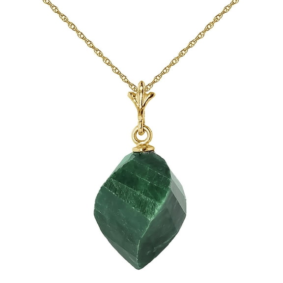 Galaxy Gold 14K Yellow Gold Natural Twisted Spiral Briolette Green Sapphire Pendant Necklace - Abundance & Joy - 16" to 24" - Fine Jewelry for Women