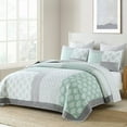 thumbnail image 3 of Bedduvit Queen Size Quilt Set - 100% Cotton Green Gray Floral Reversible Real-Patchwork Plaid Queen Quilt Bedspread, Farmhouse Lightweight Coverlet/Bedding Set for All Season, 3-Piece (98"x90"), 3 of 9