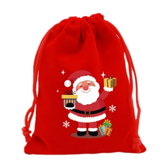 Costeam 2025 New Christmas Flannel Bag Christmas Apples Candy Packaging Bag Christmas Gift Bag Drawstring Bag Flannel Small Bag With Drawstring 7.87x5.91in