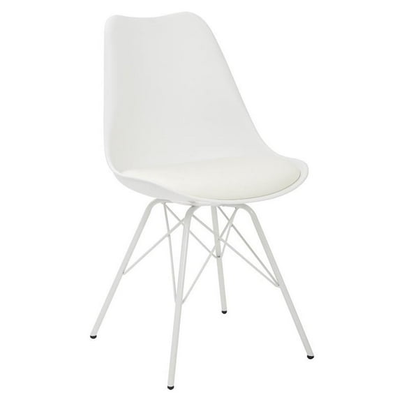 OSP Home Furnishings Emerson Side Chair with 4 Leg Base in White Finish