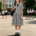 thumbnail image 4 of Antinious Girls Check Collar Short Sleeve School Uniform Casual Trendy Wear Dress, 4 of 5