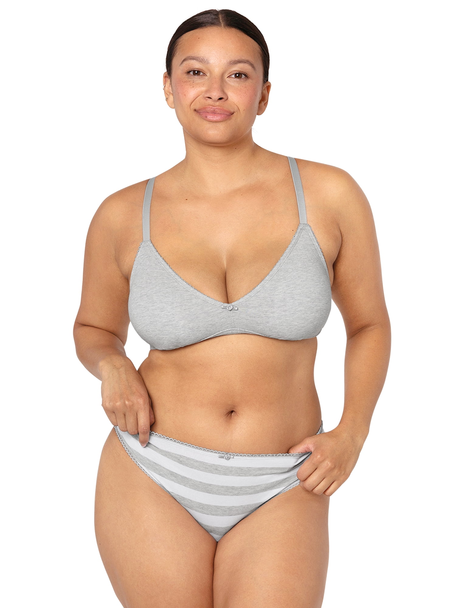 fresh collection by Fruit of the Loom Women's Cotton Triangle Bralette and Bikini Underwear Set