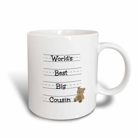 - 3dRose Worlds best big cousin with pink star, Ceramic Mug, 11-ounce