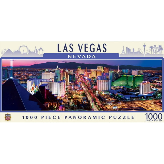 MasterPieces - 1000 Piece Jigsaw Puzzle, Las Vegas Skyline Panoramic, Fun for Adults, Family, Kids 13"x39