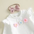 thumbnail image 6 of Cjfdfy Toddler Baby Girl Fall Winter Clothes Flower Ruffle Long Sleeve Sweatshirt Floral Layered Skirt Bow Headband Three-piece Set Little Baby Cute Fall Winter Outfits, 6 of 9