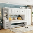 thumbnail image 2 of Twin Size Murphy Bed with Wardrobe Cabinet Desk for Small Spaces Space Saving Wall Bed with Storage White Modern Design, 2 of 9