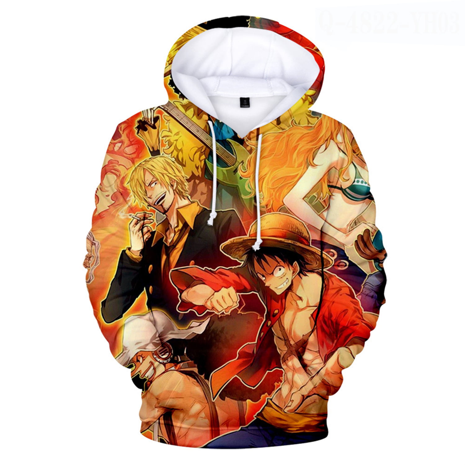 Anime One Piece Hoodie Pullover Sweater Anime Hoodies Mens/Womens  Sweatshirt 3D Tops(6XL) 