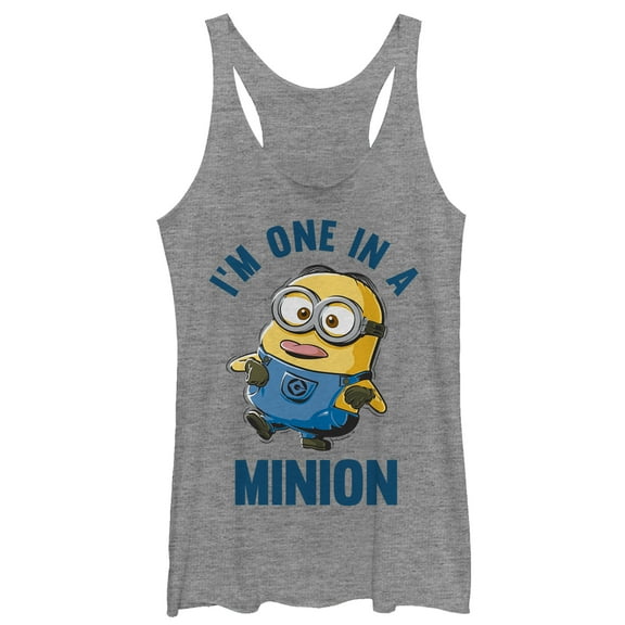 Women's Despicable Me I'm One in Minion Racerback Tank Top Gray Heather Small