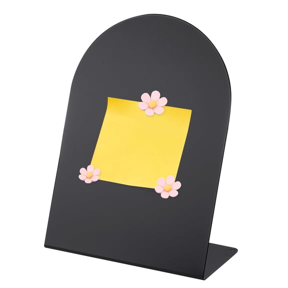 Uxcell Magnetic Bulletin Board, Memo Magnet Display Stand Board with 3 Flower Magnets for Home Office Kitchen, Black/Pink