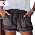 thumbnail image 2 of Pantalones cortos de mezclilla suaves para mujer, pantalones cortos de tela vaquera para niñas y adolescentes, ropa de verano para mujer Prendas para la parte inferior del cuerpo Gris oscuro S Qarigey AP010851-31, 2 of 5
