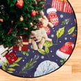 thumbnail image 5 of Coolnut Snowman Leaf Snowflake Christmas Tree Mat Round Christmas Tree Stand Mat Decoration for Holiday Party Home Christmas Day Ornaments Floor Door, 28.3", 5 of 6