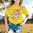 thumbnail image 3 of Shadoumai Girls Easter Shirt Size 6 Happy Easter Letter Graphic Printed Crew Neck Short Sleeve T Shirt Trendy Tunic Blouse T-Shirts Infant To Big Kid, 3 of 4