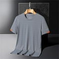 thumbnail image 3 of BOBOGOJP Mens Workout Shirts Fashion Spring Summer Solid Round-Neck Pullover Short Sleeve Tops (Gray,4XL), 3 of 4