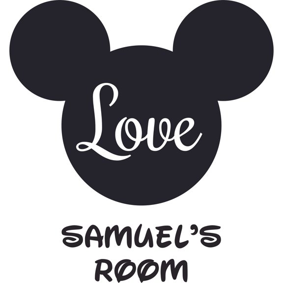 Head Love Cartoon Design Customized Name Wall Decal - Custom Vinyl Wall Art - Personalized Name - Baby Girls Boys Bedroom Wall Decal Room Decor Wall Stickers Decoration Size (40x40 inch)