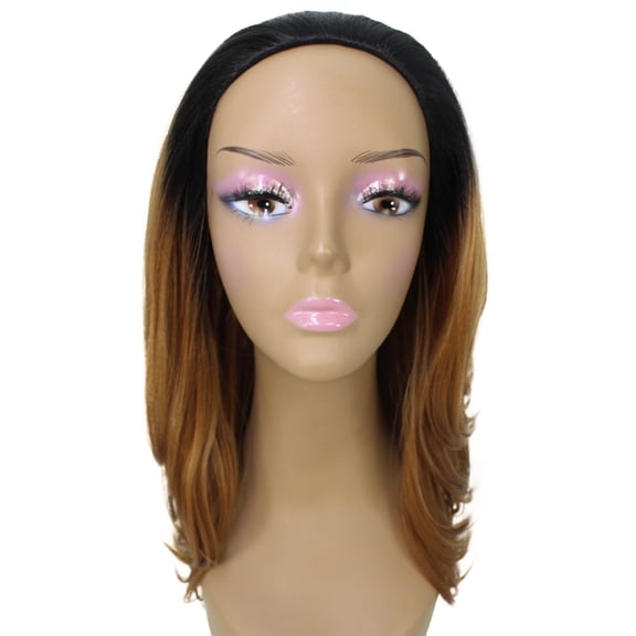 LUXLUXE Leal Curly Layered 18.5 in Long Half Wig Mix Human Hair and Synthetic Fibers