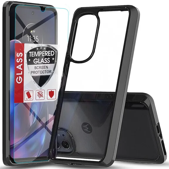 Starshop Motorola G 2025 Case Phone Cover Shockproof Slim With Glass Screen - Black