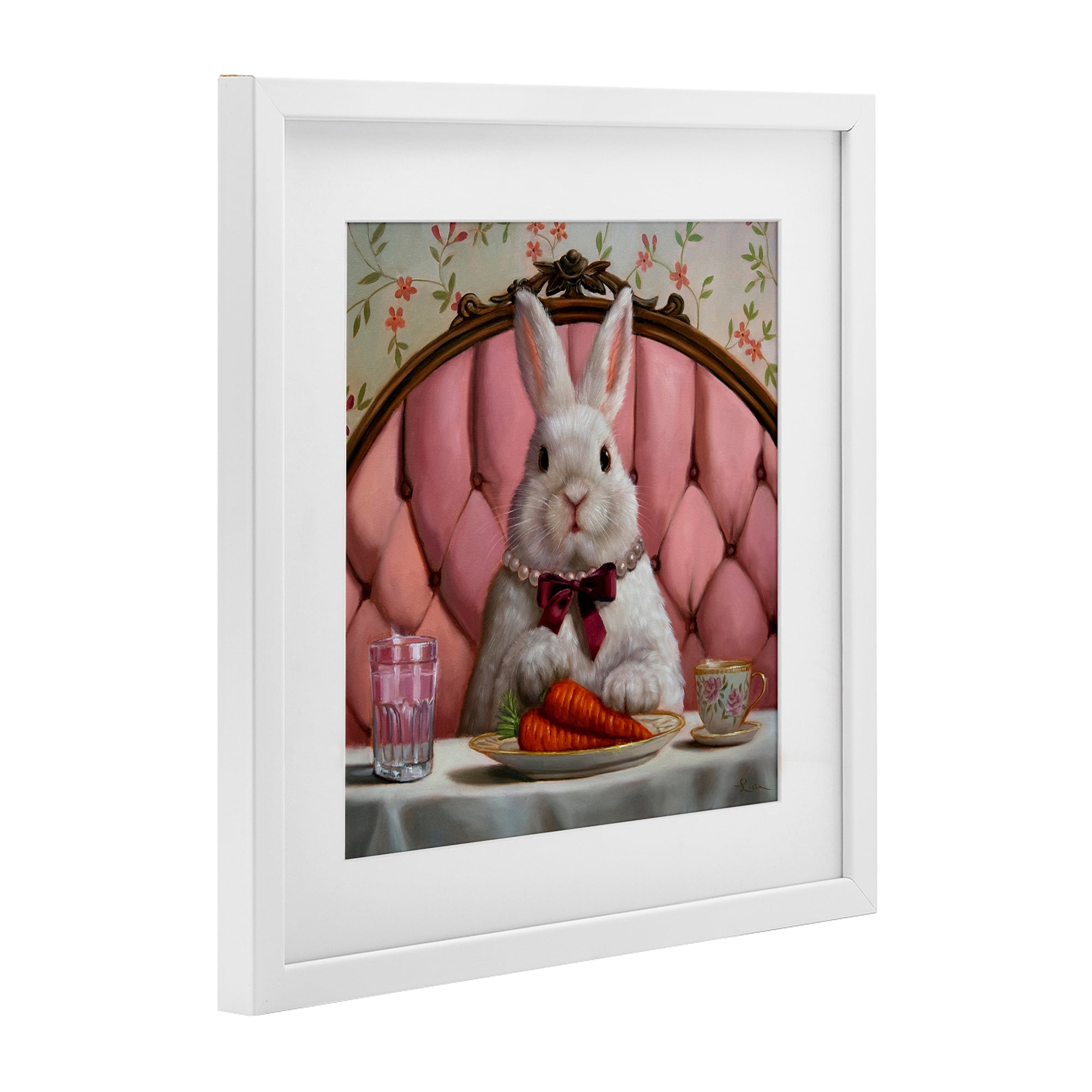 Stupell Industries Bun Appetit Rabbit Dining White Framed Print Under Glass, design by Lucia Heffernan