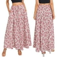 thumbnail image 3 of Douhoow Women Flowy Long Skirts Vintage Floral Print High Waist Swing Skirt with Pockets, 3 of 9