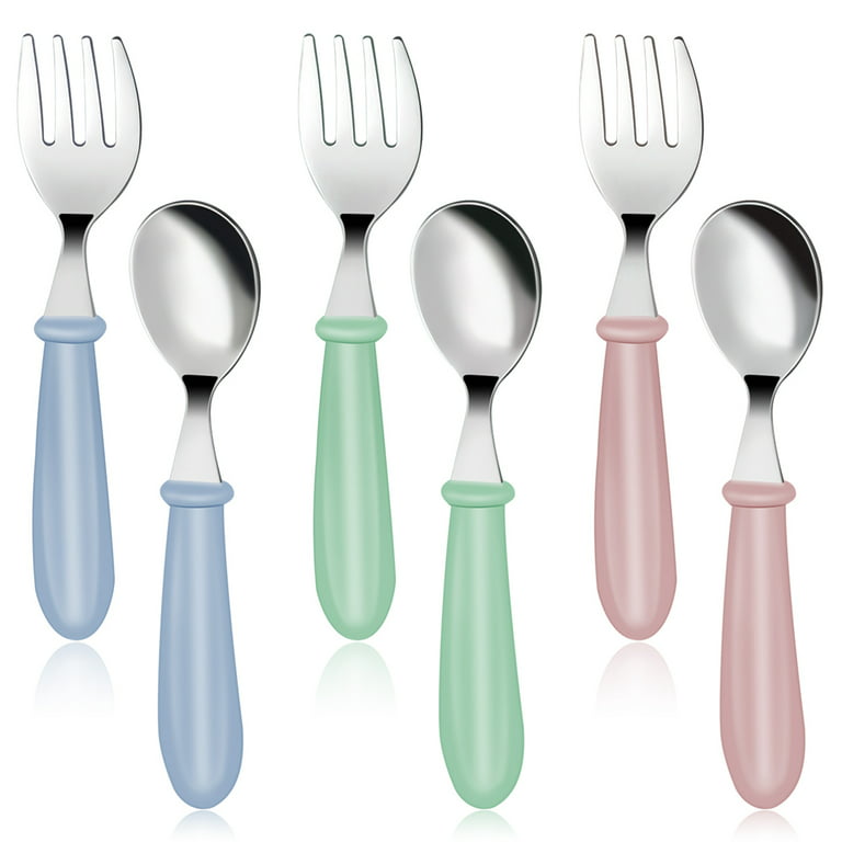 Baby Dishes Stainless Steel Spoon Fork Utensils Learning Eating