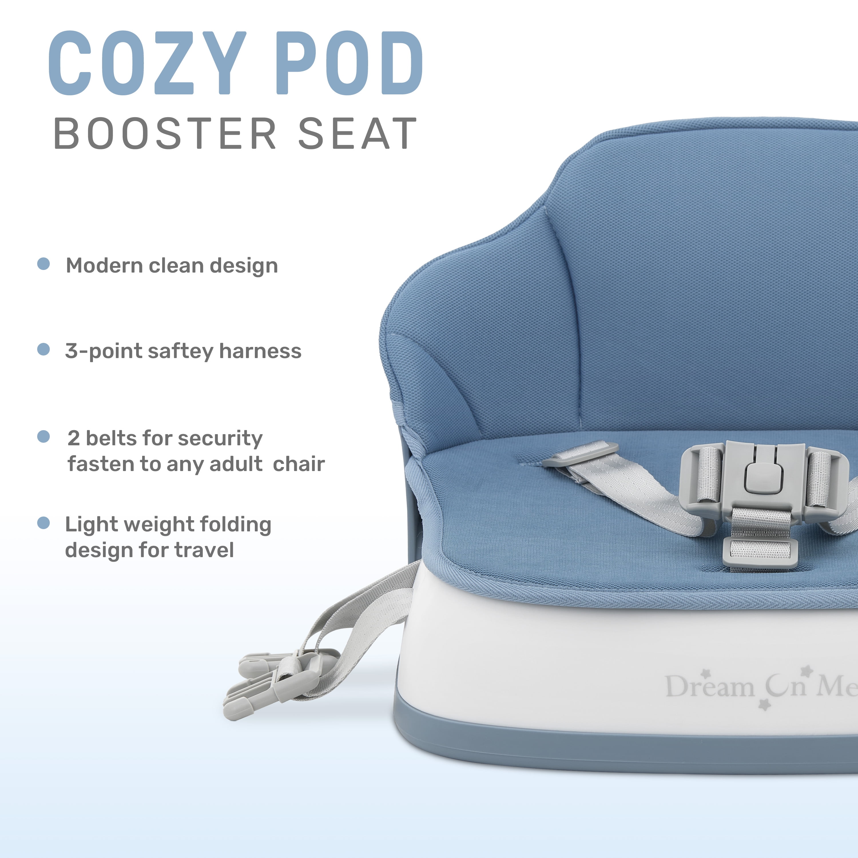 Dream On Me Cozy Pod Booster Seat with Removable Cover, Blue