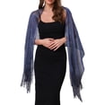 thumbnail image 1 of CHALINOS INSPIRADORES para Mujeres, Chales y Envueltos para Vestidos de Noche, Brillantes, Relucientes y Elegantes para Fiestas de Boda, Azul Oscuro (Plata) 74.8"x17.7" (LxA), 1 of 6