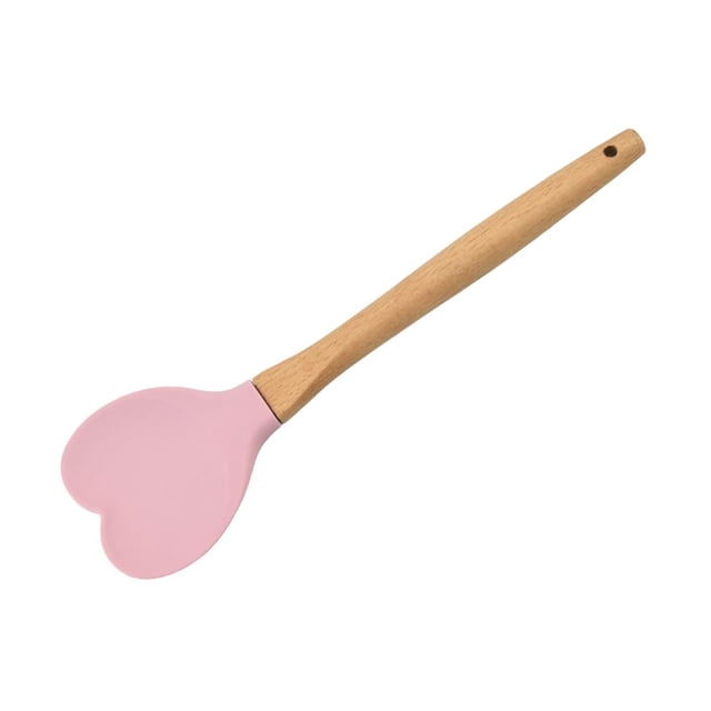 Espátula de silicona con mango de madera, utensilio de cocina ligero y multifunción Rosa