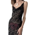 thumbnail image 3 of Coduop Women's Sexy Sheer Mesh Lace Wrapped Dress Sleeveless V Neck See Through Long Dress, 3 of 4