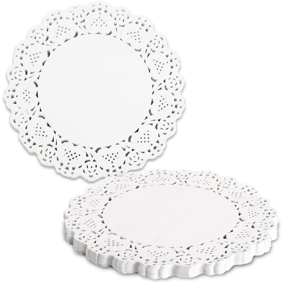 150 Pieces Lace Paper Doilies 6 inch White Lace Doilies Paper Disposable Round Paper Doilies for Buffet Cake Fried Food Party Wedding Tableware Decoration