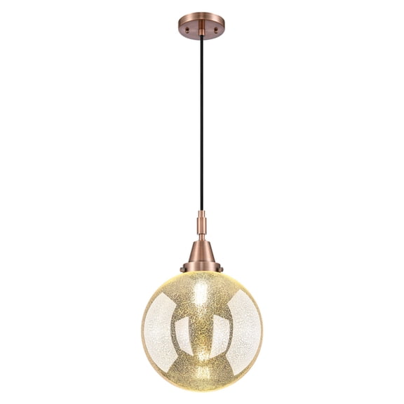 447-1P-AC-G208-10 Innovations Lighting Beacon - 1 Light Cord Hung Mini Pendant-14.13 Inch Tall and 10 Inch Wide-Antique Copper Finish-Mercury Glass