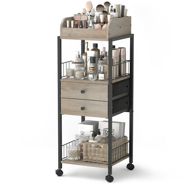 Organizador de maquillaje SOLIMINTR Floor Skincare con cajones negro