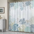 thumbnail image 5 of Summer Marine Life Shower Curtain, Ocean Corals Coastal Starfish Sand Dollar Waterproof Shower Curtain Set with 12 Hooks Lightweight Bath Curtains Fabric Bathroom Decor 72x72 Inches, 5 of 9