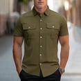 thumbnail image 2 of Awdenio T Shirts for Man Regular Fit Short Sleeve Button Down Utility Shirts with Two Chest Pockets, 2 of 6