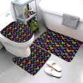 Bathroom Rugs Sets 3 Piece Rainbow Butterfly Absorbent Non Slip Bath
