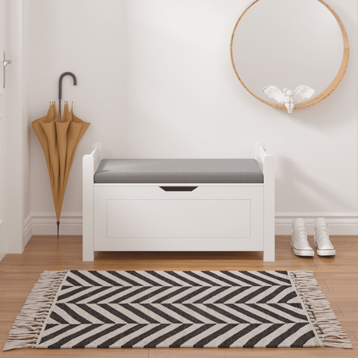 Kids Large Toy Chest for Girls Boys, 2 In 1 Wooden Toy Storage Truck Bench with Flip-Top Lid, 2 Safety Hinges, Toddler Big Toy Box for Playroom & Bedroom, White