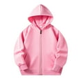 thumbnail image 1 of FAOWME Chandails à Capuche à Manches Longues pour Enfants, Unisexes, Doux, avec Poche, Rose, 5-6 Ans, 1 of 7