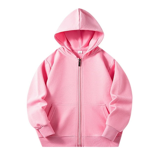 FAOWME Chandails à Capuche à Manches Longues pour Enfants, Unisexes, Doux, avec Poche, Rose 4-5 Ans
