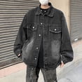 thumbnail image 2 of KeShDi Mens Winter Coats Man Casual Tie Button Pocket Long Sleeve Hoodless Denim Outwear Jacket Black 2X, 2 of 6