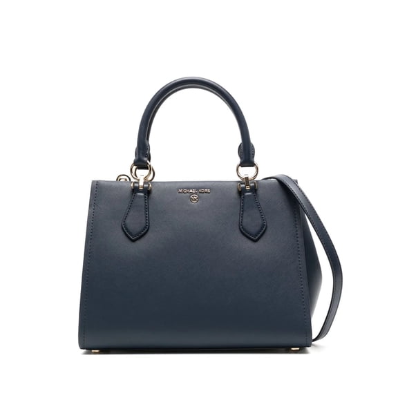 Michael Kors Marilyn Medium Saffiano Leather Satchel Bag,Navy